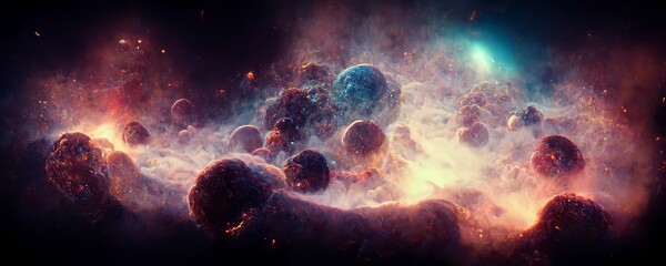 Obraz na płótnie Canvas Nebula in outer space, planets and galaxy 