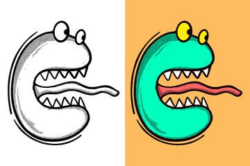 Monster cute hand drawn cartoon vintage style free vector