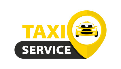Taxi service badge. Taxi map pointer. Vector icon for business and advertising. Public transport design © SMUX