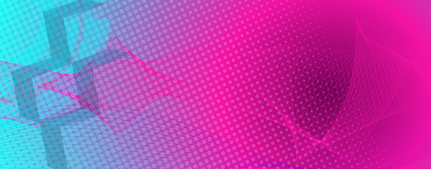 Pink and blue neon techno abstract background 