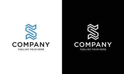 Letter S Logo design vector template. Font Lines Logotype on a black and white background.