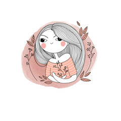 apparel, logo girl,beautiful, beauty, black and white, book, cartoon, character, chibi girl, child, childhood, children, clothes, collection, creative, cute, design, doodle, drawing