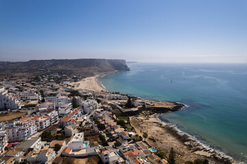 Fototapeta premium Drone Aerial Praia Da Luz Beach Lagos Portugal Algarve