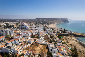 Naklejka premium Drone Aerial Praia Da Luz Beach Lagos Portugal Algarve