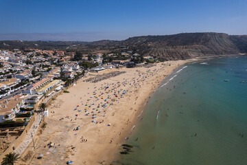 Drone Aerial Praia Da Luz Beach Lagos Portugal Algarve