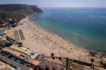 Drone Aerial Praia Da Luz Beach Lagos Portugal Algarve