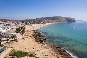Drone Aerial Praia Da Luz Beach Lagos Portugal Algarve