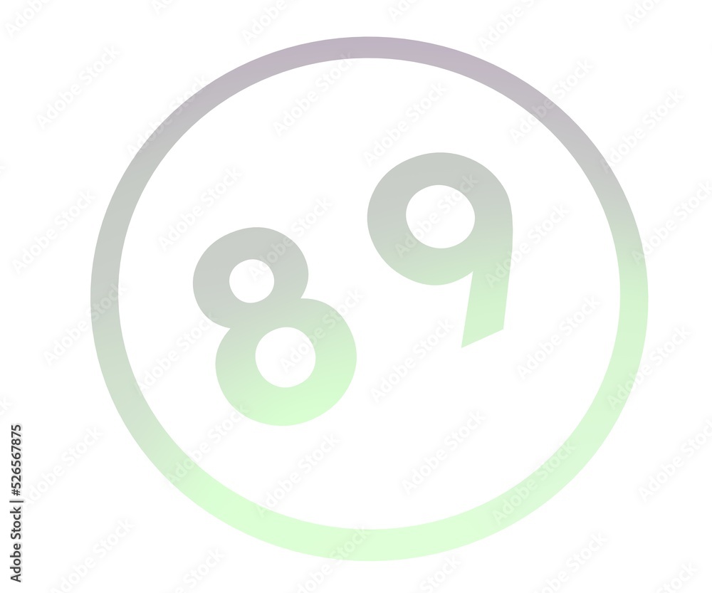 Poster colored number 89 in a circle from a gradient. enumeration and numbering.