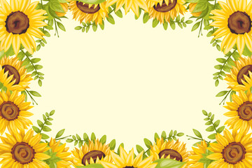 Frame decorated with sunflowers and various plants.