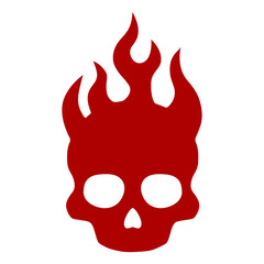 Flaming skull. Vector. Cartoon