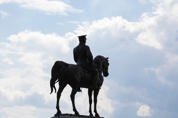 Ataturk monument and cloudy sky. 29th october republic day of Turkey concept