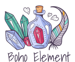 Witch doodle magic esoteric witchcraft isolated line art concept. Vector graphic design illustration