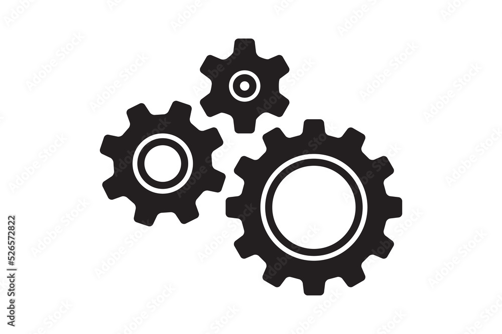 Poster setting icon vector with work cog gear element. cogweel mechanism symbol.