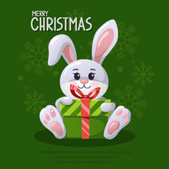 rabbit with a gift, symbol of the year