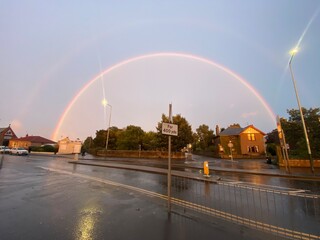 rainbow over the city