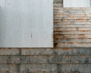 Close-up, perspective view of slightly rusted metal ladder. background concept