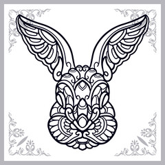 Rabbit zentangle arts isolated on white background