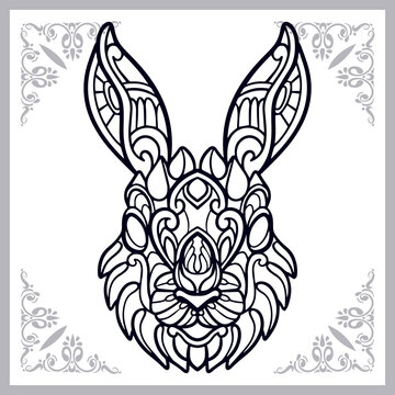 Rabbit zentangle arts isolated on white background