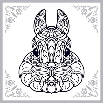 Rabbit zentangle arts isolated on white background