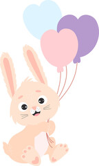 Cute bunny with balloons