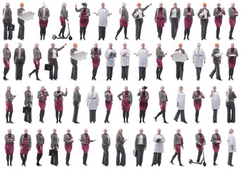 collage of a woman in full growth displaying many professions