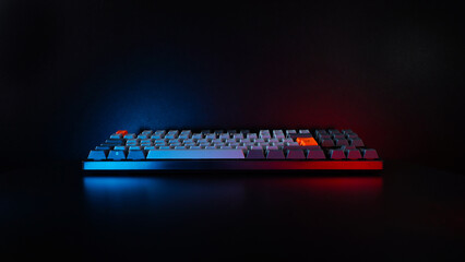 Gaming keyboard with red and blue light