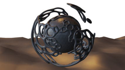 3D 4K Futuristisch Alien Sci Fi Hintergrund Kugel Loch Gitter