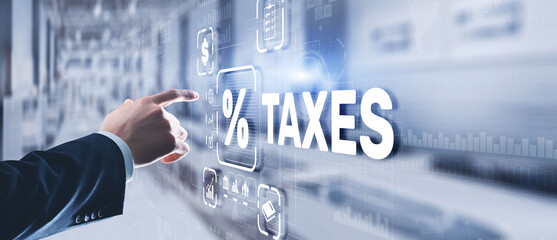 Concept of taxes paid by individuals and corporations such as VAT, income tax and property tax....