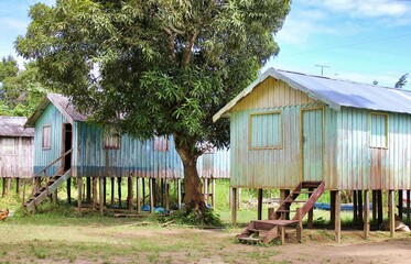 stilt houses on the amazon