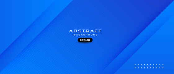 Minimal blue geometric background. Vector long banner. Social media cover and web wide banner template.