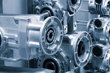 Reducer gearbox close up, industrial concept