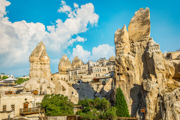 Fototapeta premium Buildings among caves