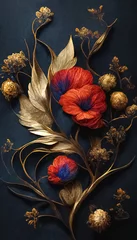 Tuinposter Elegant floral background in Renaissance style. Retro flower art design. 3D digital illustration. © Bisams