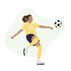 Fototapeta na wymiar Woman playing soccer on white background