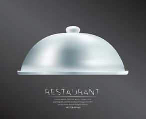 Restaurant cloche food tray to serve dish meal restaurant menu design template layout vector illustration