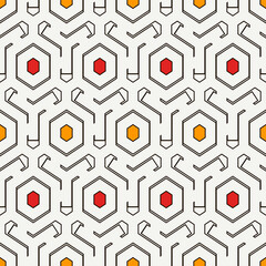 Fototapeta na wymiar Honeycomb seamless pattern. Hexagon mosaic tiles ornament. Ethnic surface print. Repeated geometric figures background. Ornamental wallpaper. Modern geo design digital paper.