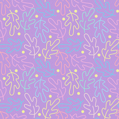 Seamless Pattern vector doodle colorful line stroke on pastel purple background