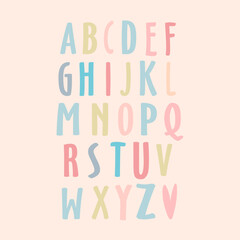 Vector illustration. Vector alphabet.Capital letters. Hand drawn letters. Letters of the alphabet written with a brush.