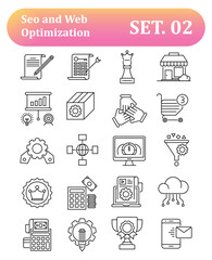 Thin Line Icons Set of Search Engine Optimization icons, Simple Mono Line Pictogram Pack, Vector Logo Concept, Web Graphic. Vector icons.
