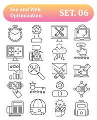 Thin Line Icons Set of Search Engine Optimization icons, Simple Mono Line Pictogram Pack, Vector Logo Concept, Web Graphic. Vector icons.