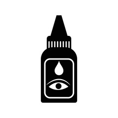 Obraz premium Eye drops medicine bottle icon | Black Vector illustration |