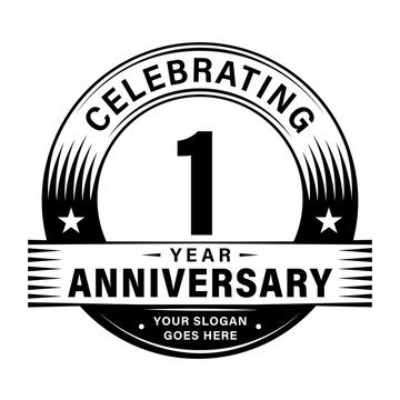 1 year anniversary celebration design template. 1st logo vector illustrations.
