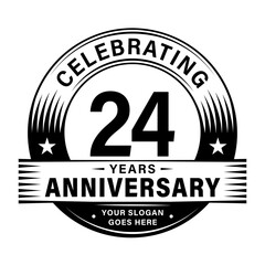 24 years anniversary celebration design template. 24th logo vector illustrations.
