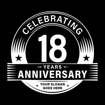 18 years anniversary celebration design template. 18th logo vector illustrations.
