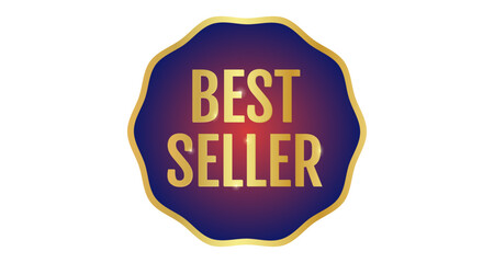 Vector icon of golden banner with text of best seller. Vector golden banner of best seller.