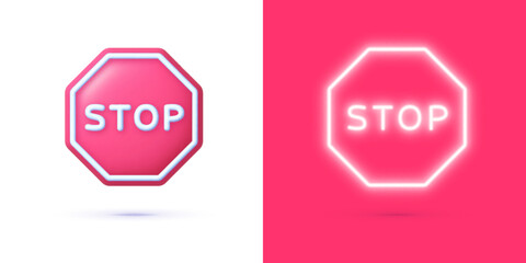 Stop 3D icon on white background. Isolated vector sign symbol. Vector illustration design