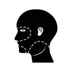 Patient front ear face problem icon | Black Vector illustration |