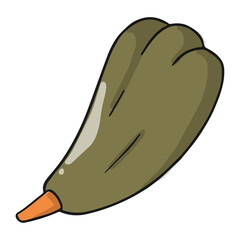 Thanksgiving and fall hand drawn PNG element of green pumpkin. Good for stickers, labels, prints, cards, logos.