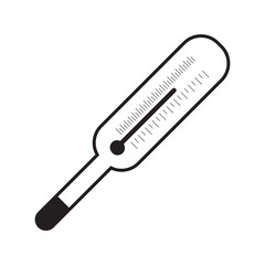 Fever test temperature thermometer icon | Black Vector illustration |