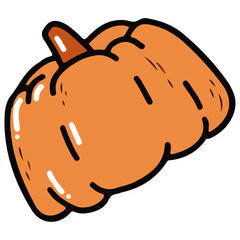 Thanksgiving and fall hand drawn PNG element of a pumpkin. Good for stickers, prints, labels, cartoon, clipart, signs, planners, etc.